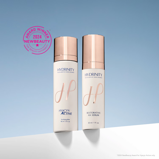Hydrinity Restorative Kit with NewBeauty award badge
