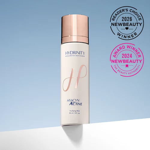 Hyacyn Active Purifying Mist with NewBeauty award badges
